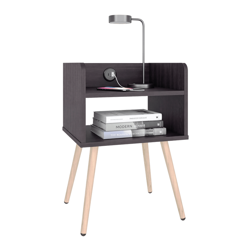 Mesa De Noche Didi Usb 58X40X34 Rta Wengue Zf