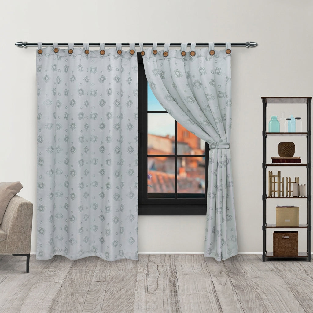 Cortina Yacar Boton Gris Elegante