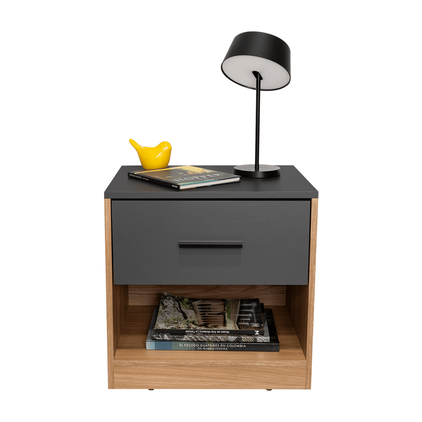 Mesa De Noche Alder 50X50X40 1C Rta Plomo Fresno