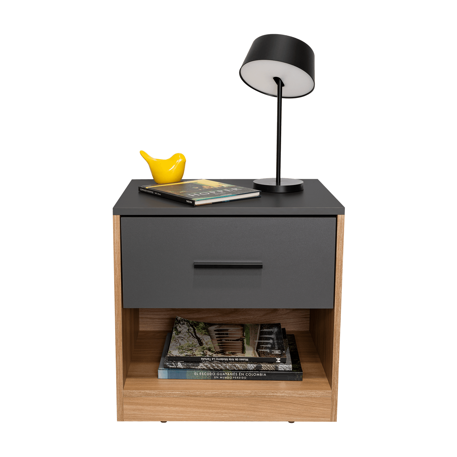 Mesa De Noche Alder 50X50X40 1C Rta Plomo Fresno