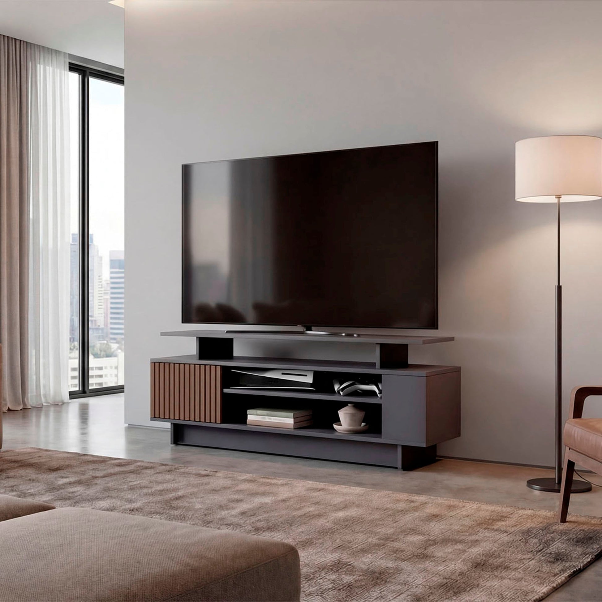 Rack De Tv Bowie 46X130X40 Rta Plomo Ocaso