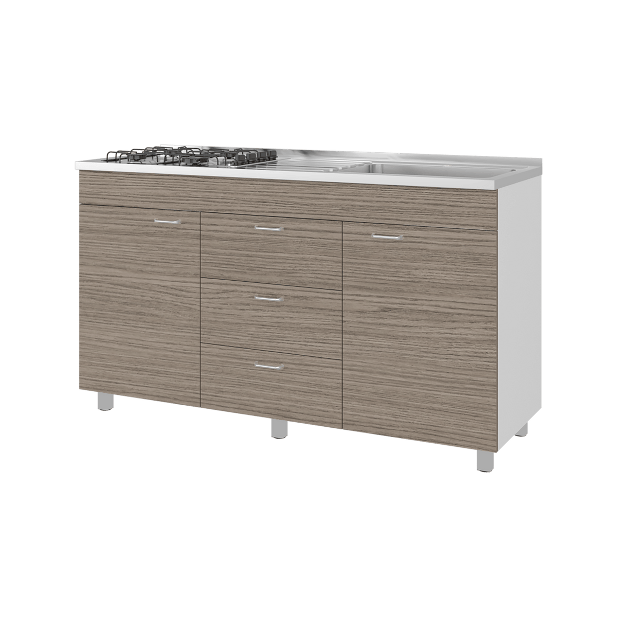 Mueble Inferior De Cocina Der Lumina 84X150X52 Rta Blanco Positano