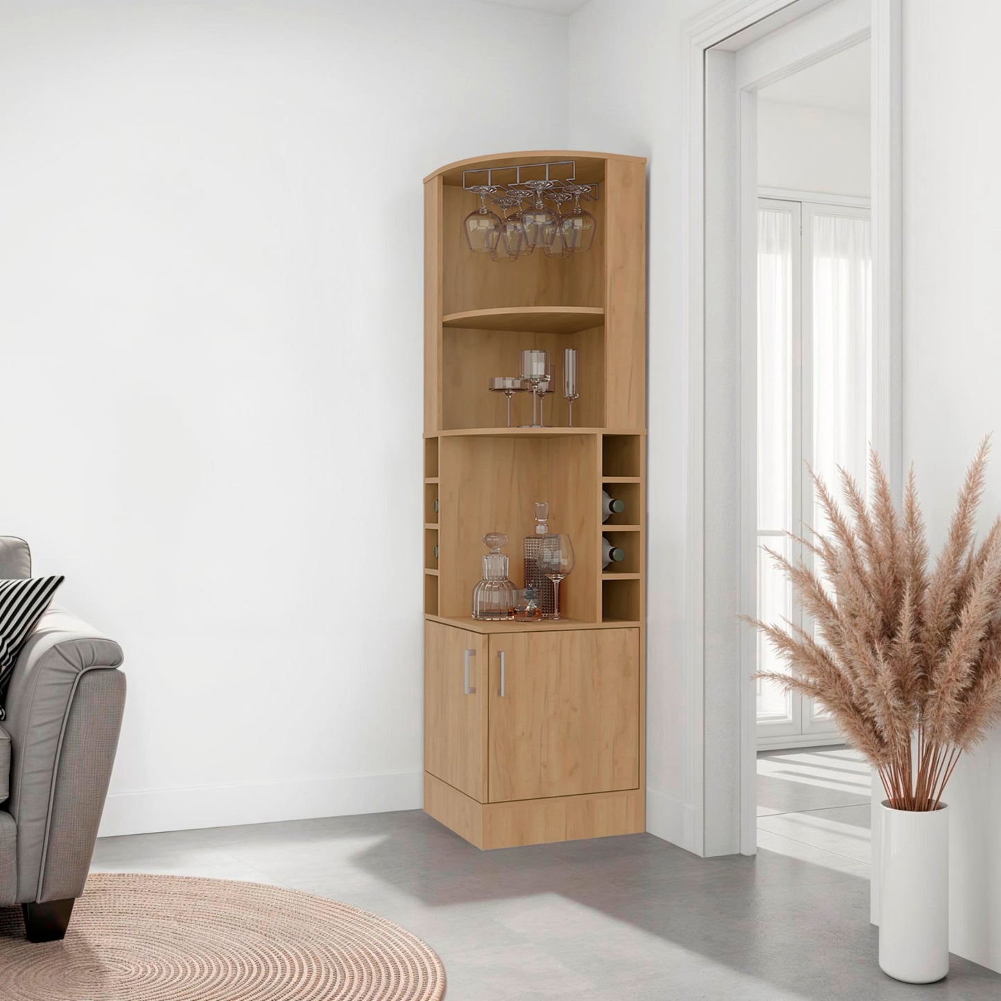 Mueble Bar Esquinero Beijing 180X46X46 Rta Fresno Zf