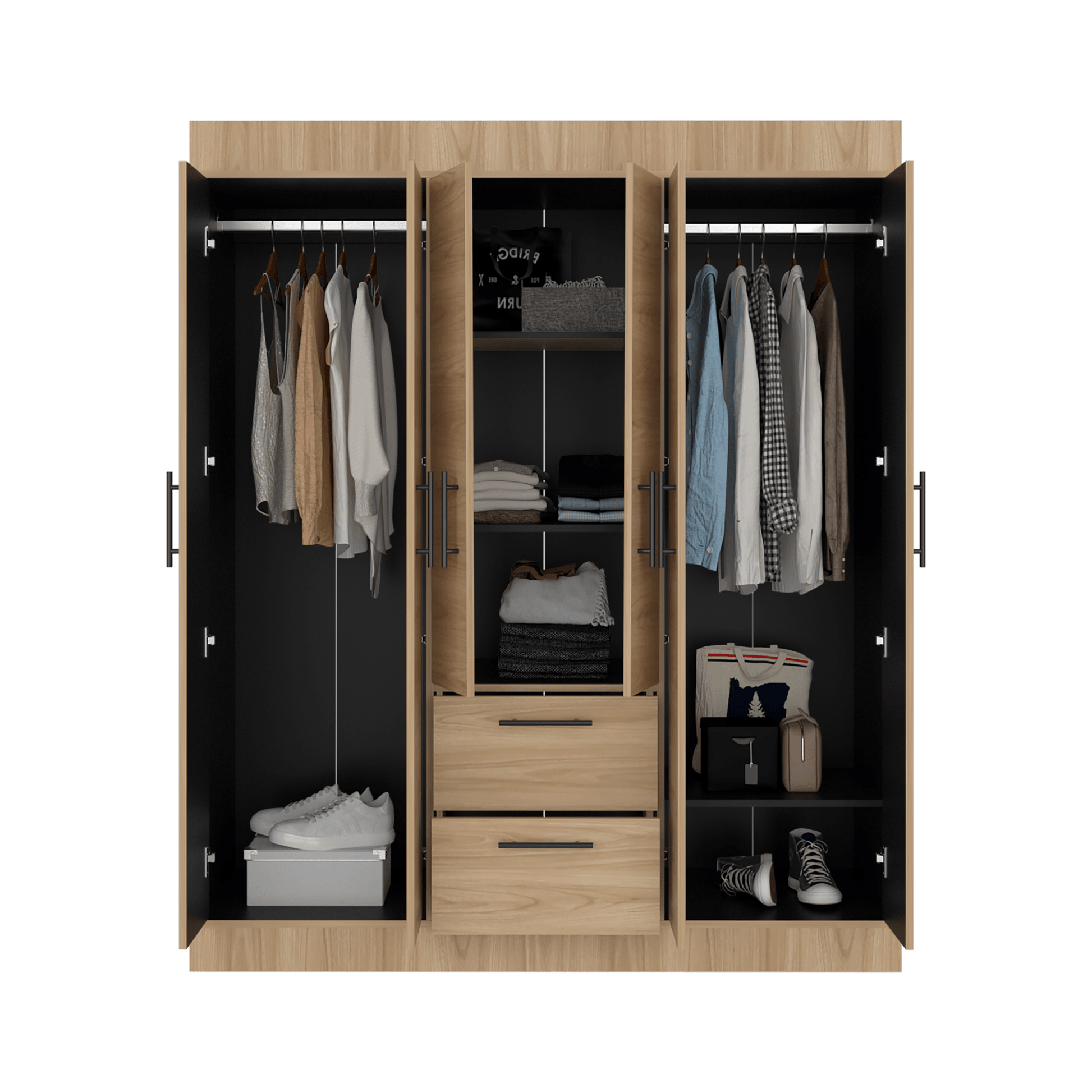Closet 150 Vm 6 Puertas 2 Cajones 177X150X50Rta Fresno Eu Wengue
