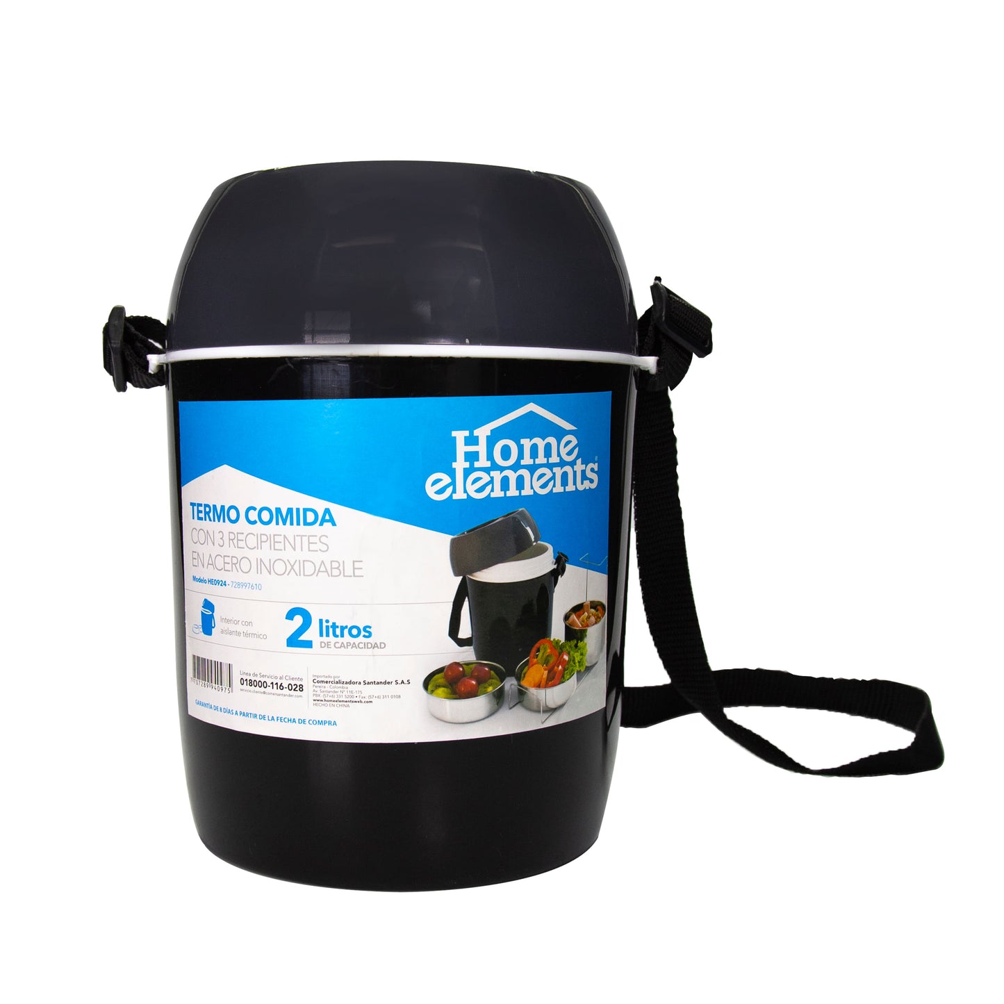 Termo Comida 20L 3 Recipientes Acero Inox Home Elements