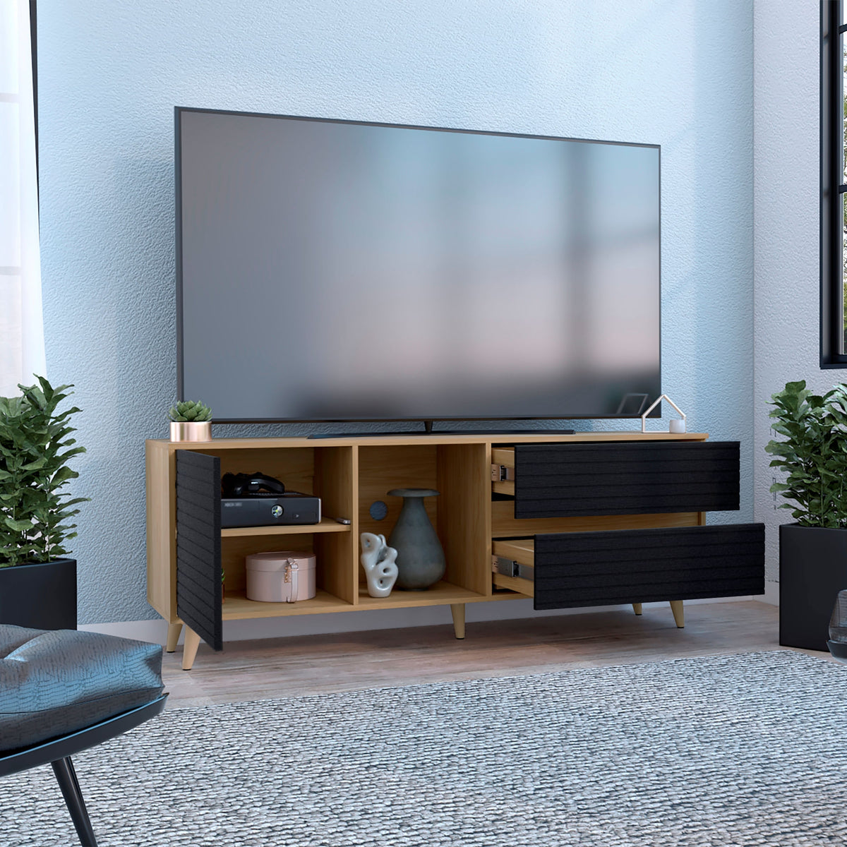 Rack Tv Salem 58X158X38 Rta Fresno Eu Wengue