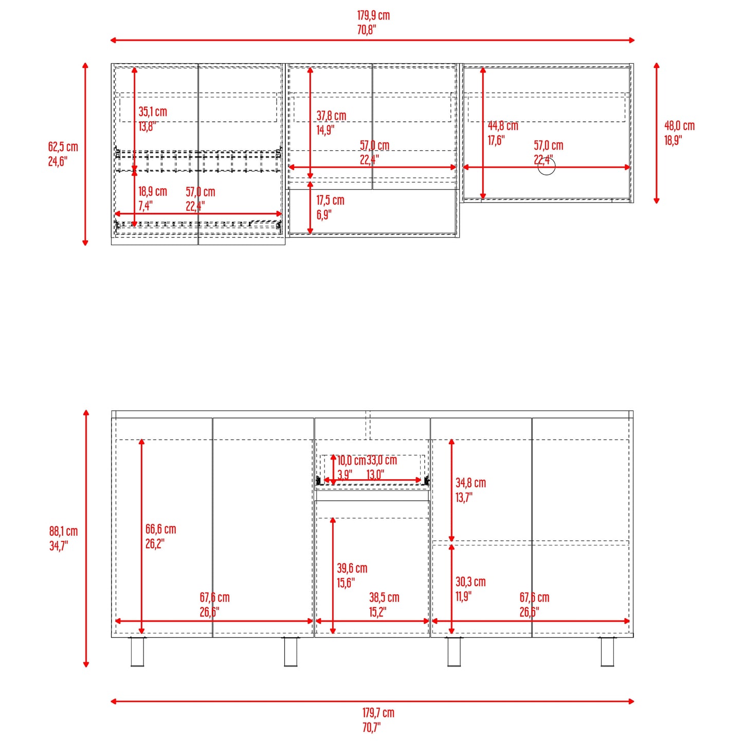 Cocina Frank Para Mesón Izquierdo 200X180X50 Rta Fresno Eu Capri