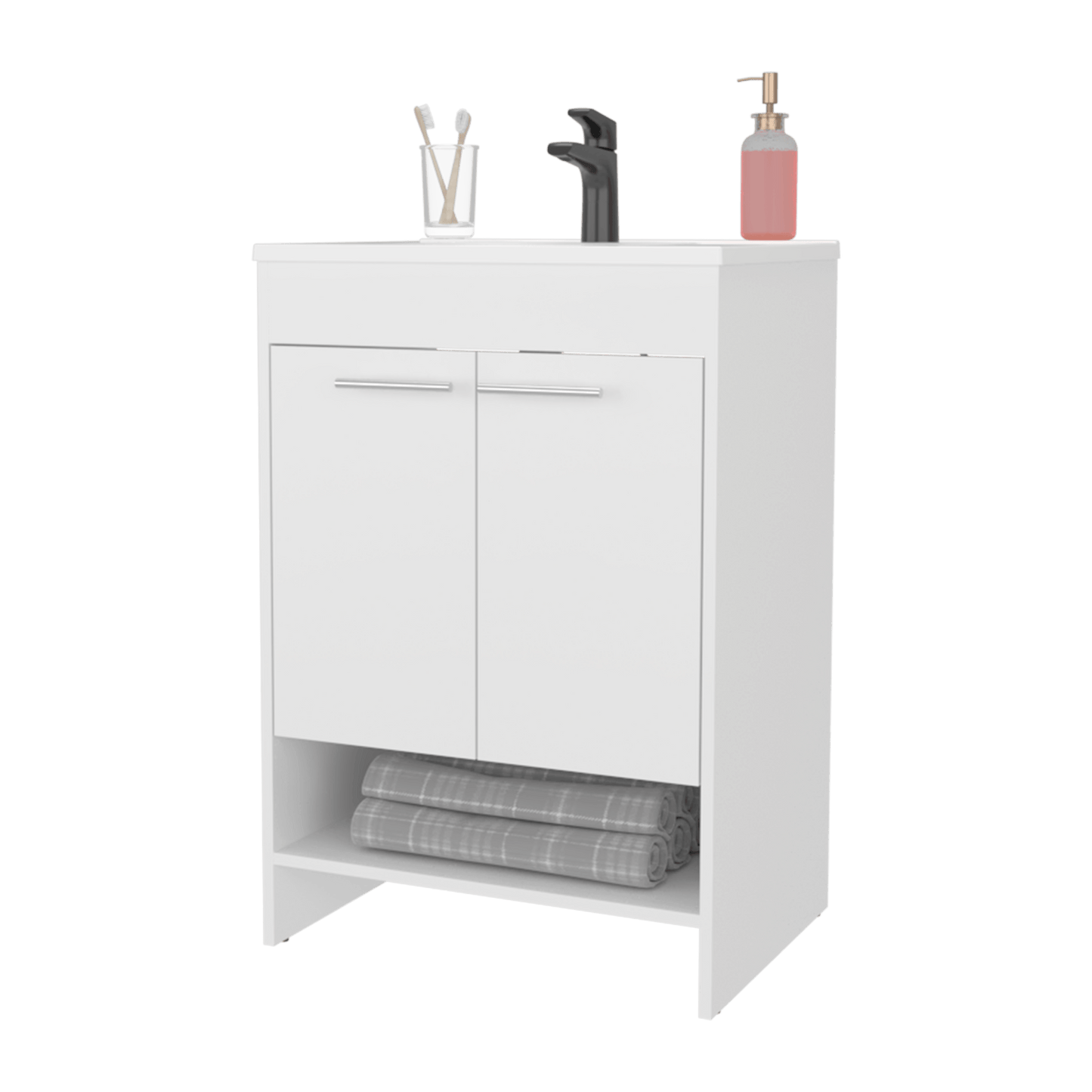 Mueble Lavamanos Lorenzo 60 A Piso 88X60X45 Rta Blanco Zf