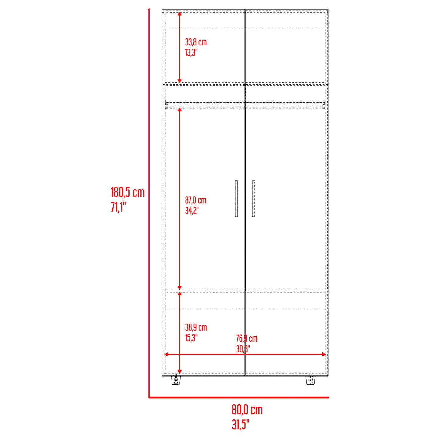 Closet Hogar 180 X 80 X 48 Rta Fresno + Blanco