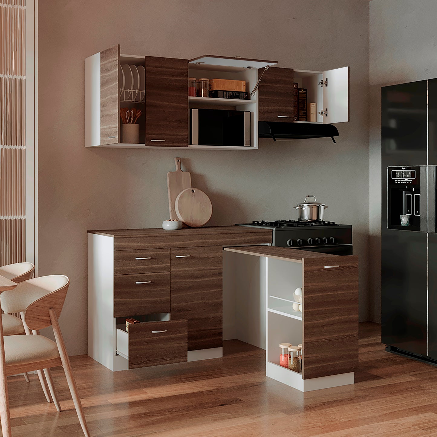 Cocina 120 Grecia Rta Blanco + Milan