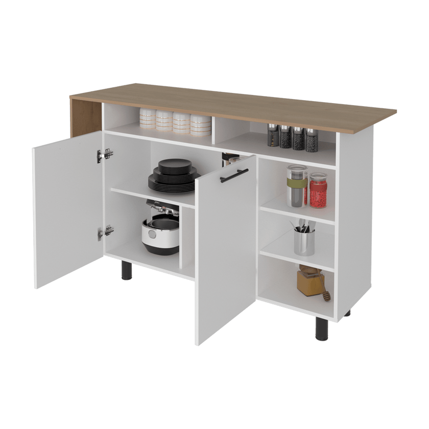 Isla De Cocina Corcega 89X150X52 Rta Blanco Fresno Zf