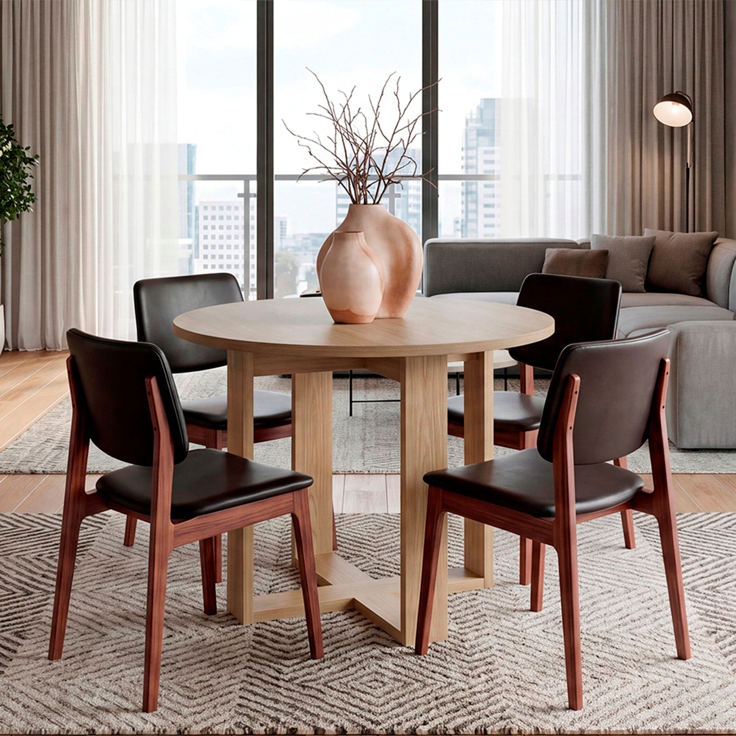 Mesa Comedor Lily 75X105X105 Rta Fresno Zf
