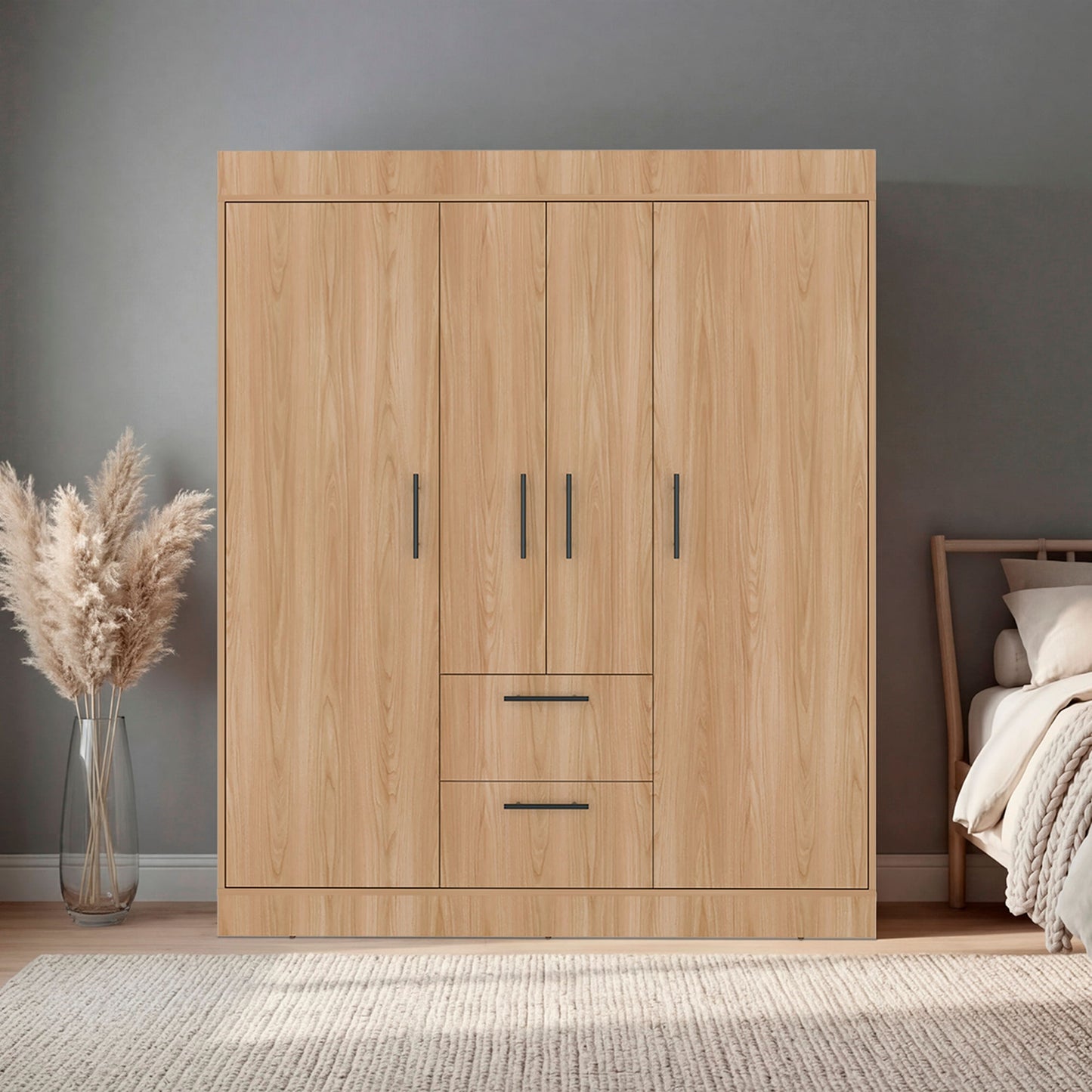 Closet 150 Vm 4 Puertas 2 Cajones 177X150X50 Rta Fresno Eu Wengue