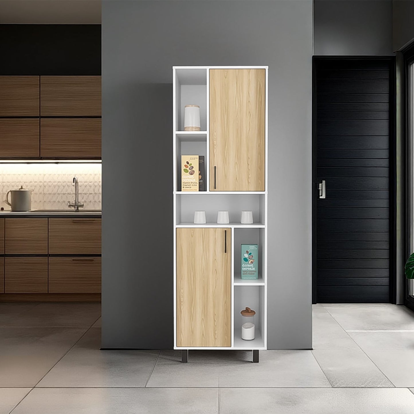 Mueble Alto Bryce 190X60X39 Rta Blanco Fresno