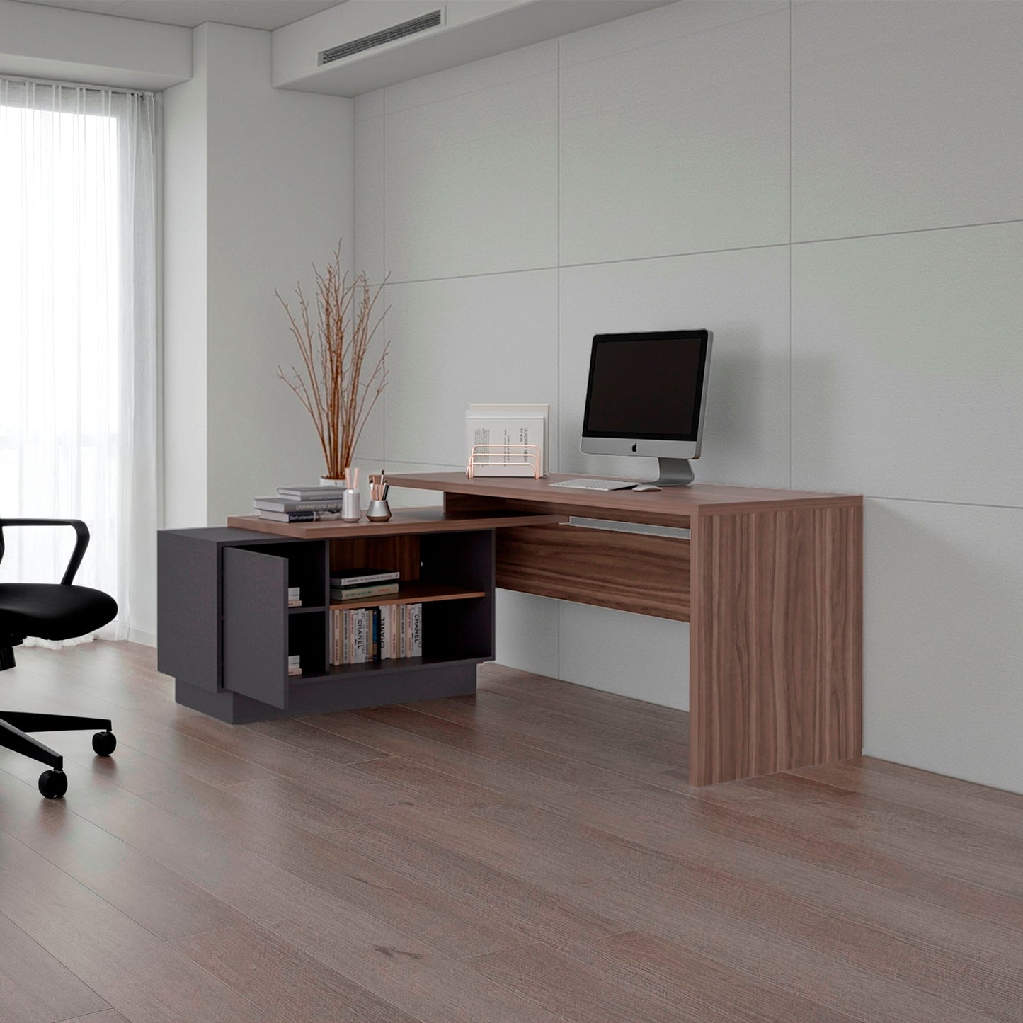 Escritorio En L Office 14 71X179X125 Rta Avellana