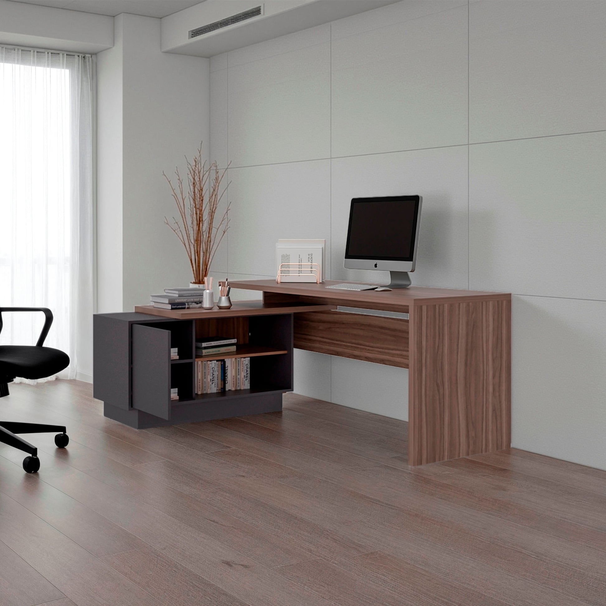 Escritorio En L Office 14 71X179X125 Rta Avellana