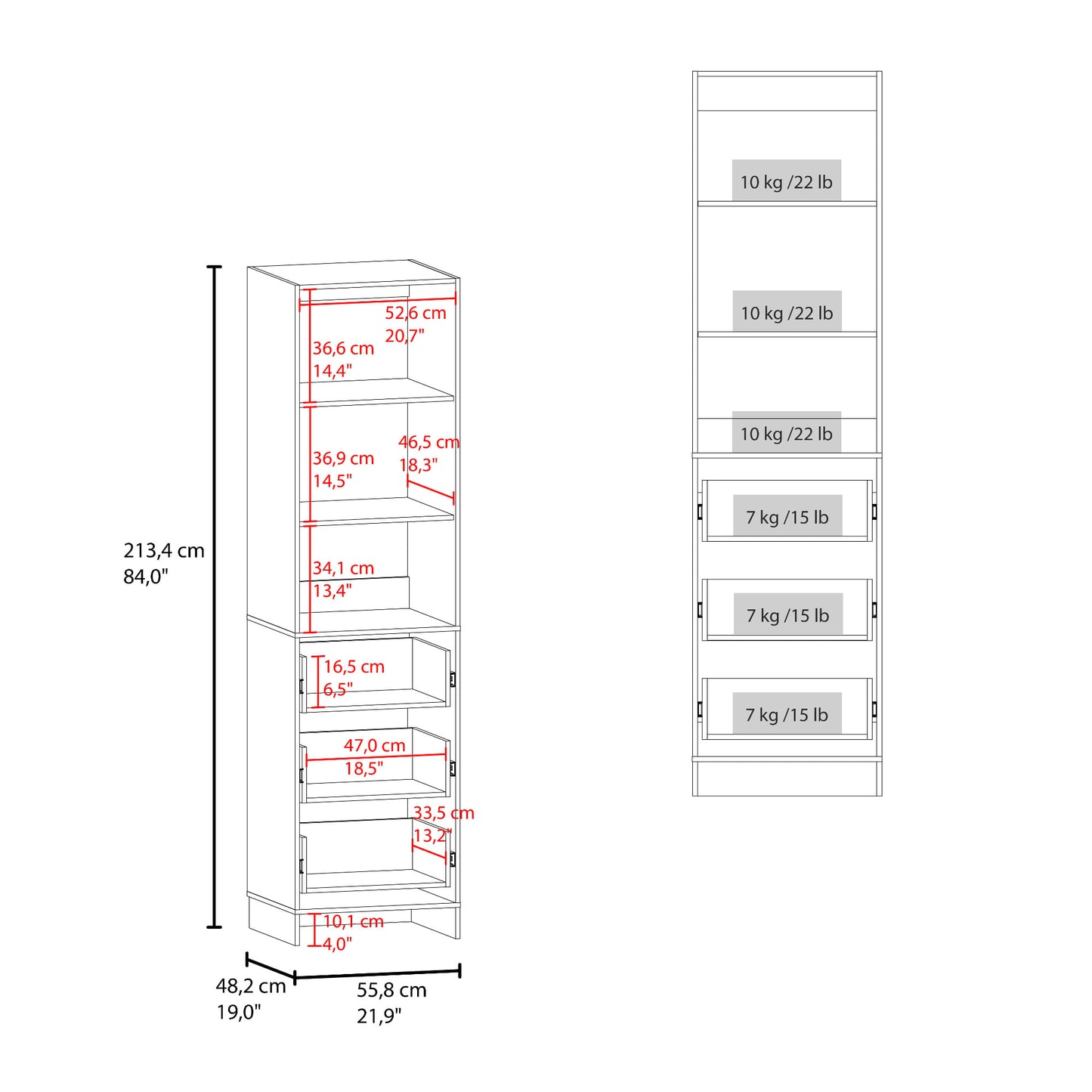 Closet Eco 3 Cajones 213X55X48 Kronos Blanco  Zf