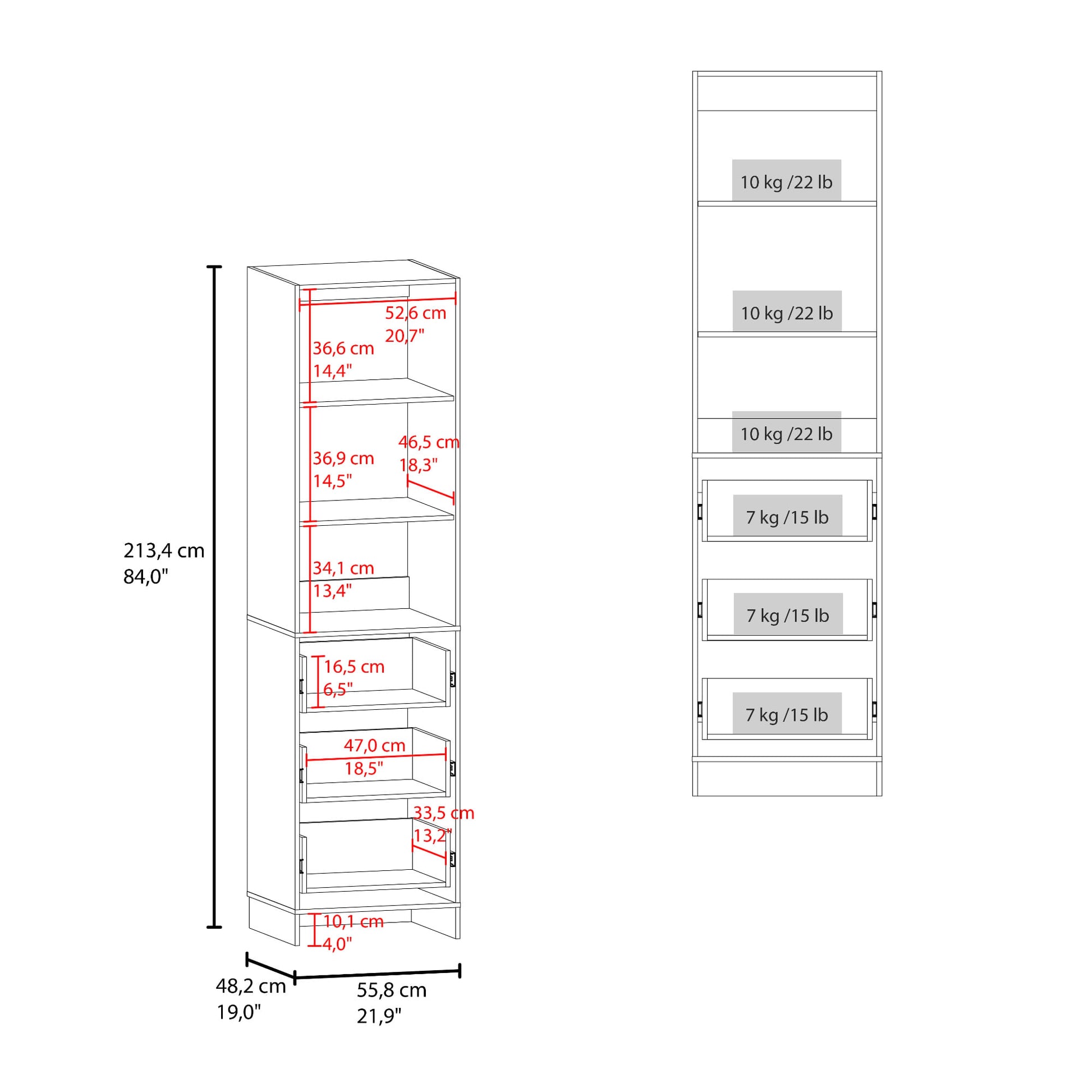 Closet Eco 3 Cajones 213X55X48 Kronos Blanco  Zf