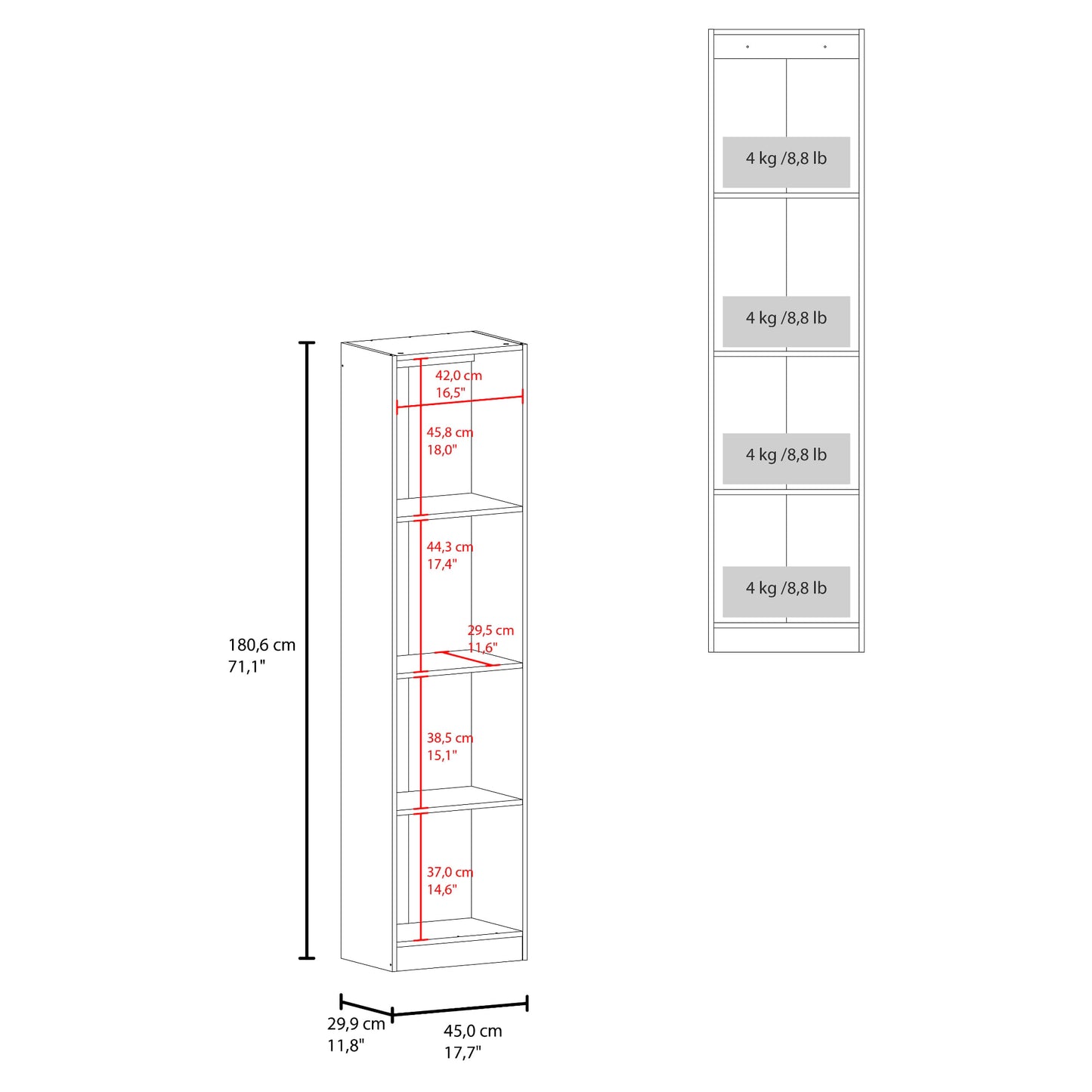 Estante Home E2 180X45X29 Rta Avellana