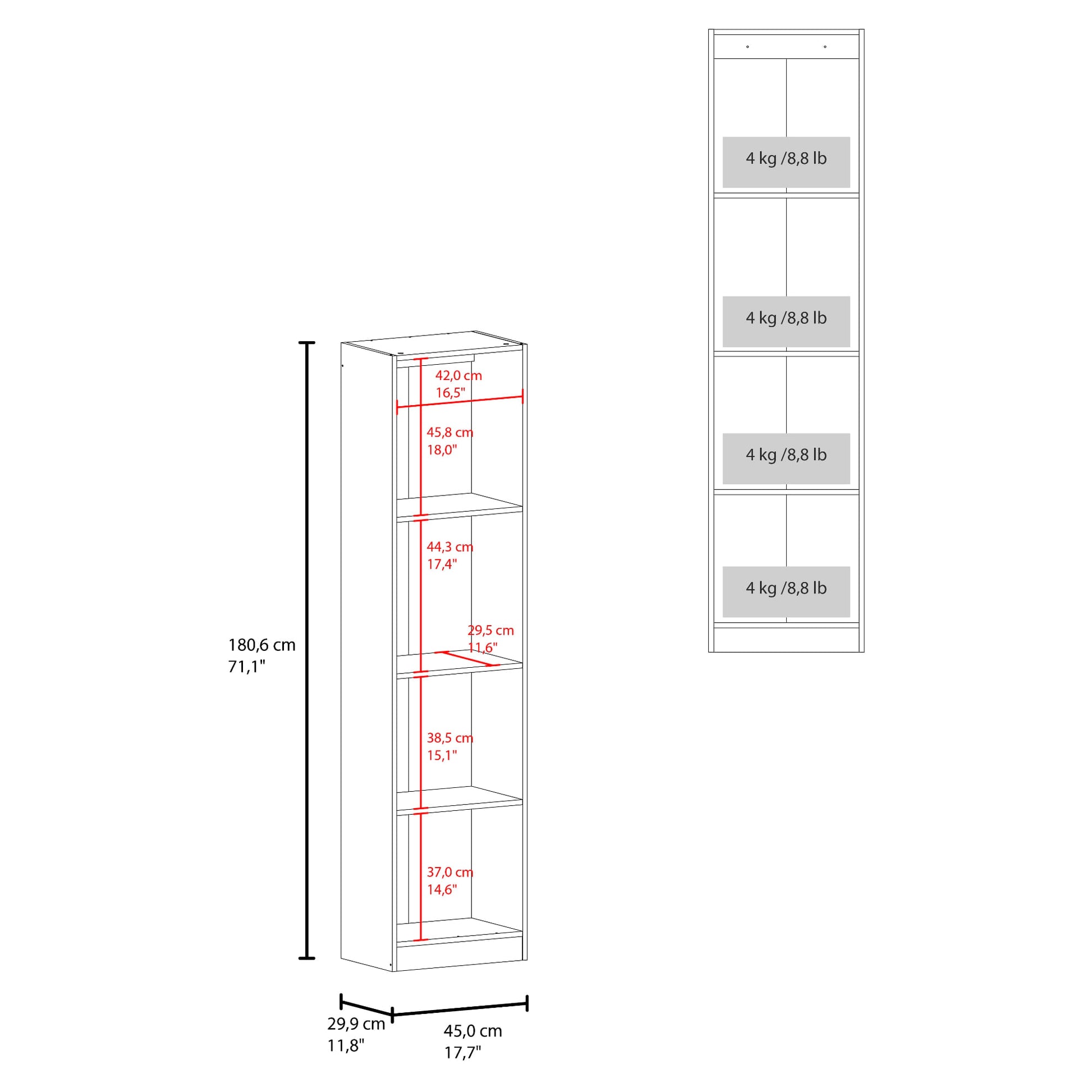 Estante Home E2 180X45X29 Rta Avellana
