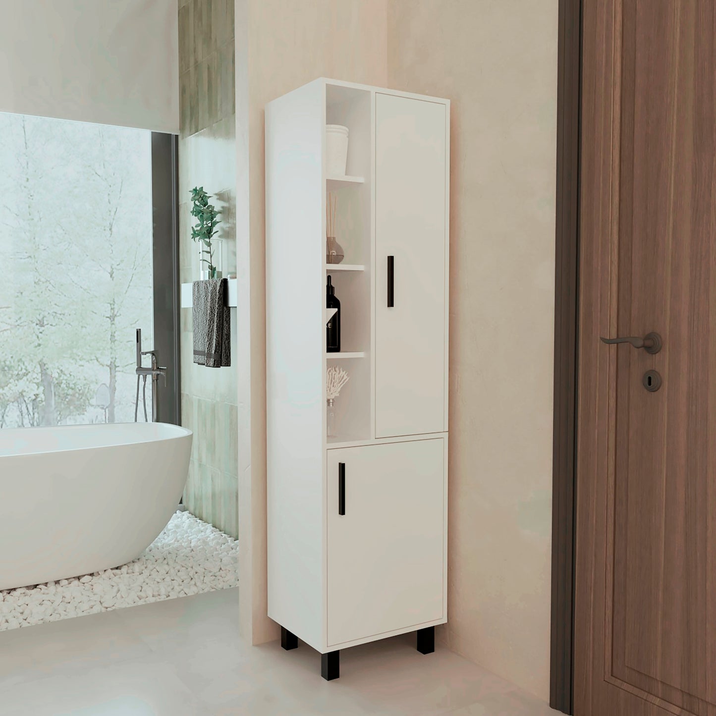 Mueble Alacena Stanton 173X45X35 Rta Blanco Zf