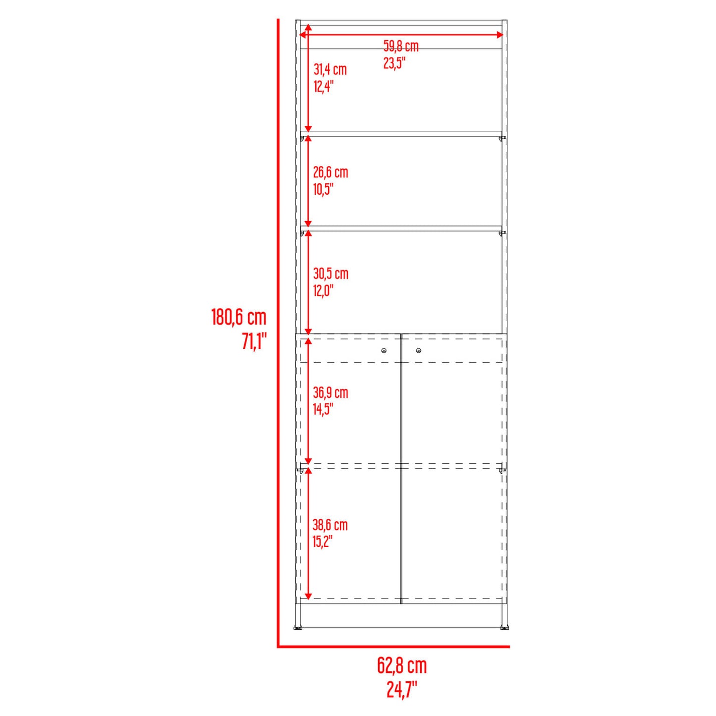 Estante Home E4 2P 180X62X29 Rta Fresno Blanco Zf