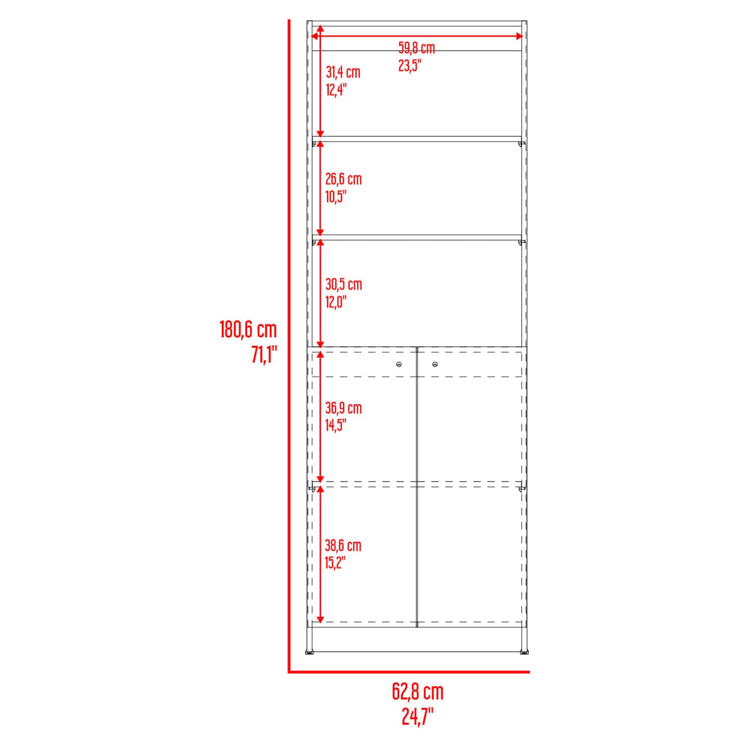 Estante Home E4 2P 180X62X29 Rta Fresno Blanco Zf