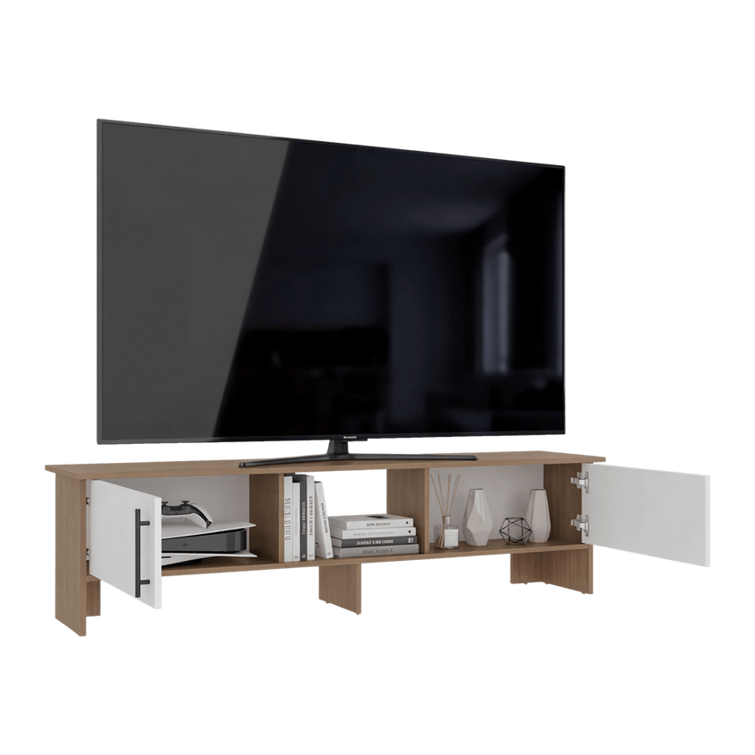 Rack De Tv Dago 41X160X35 Rta Fresno Eu Blanco Zf