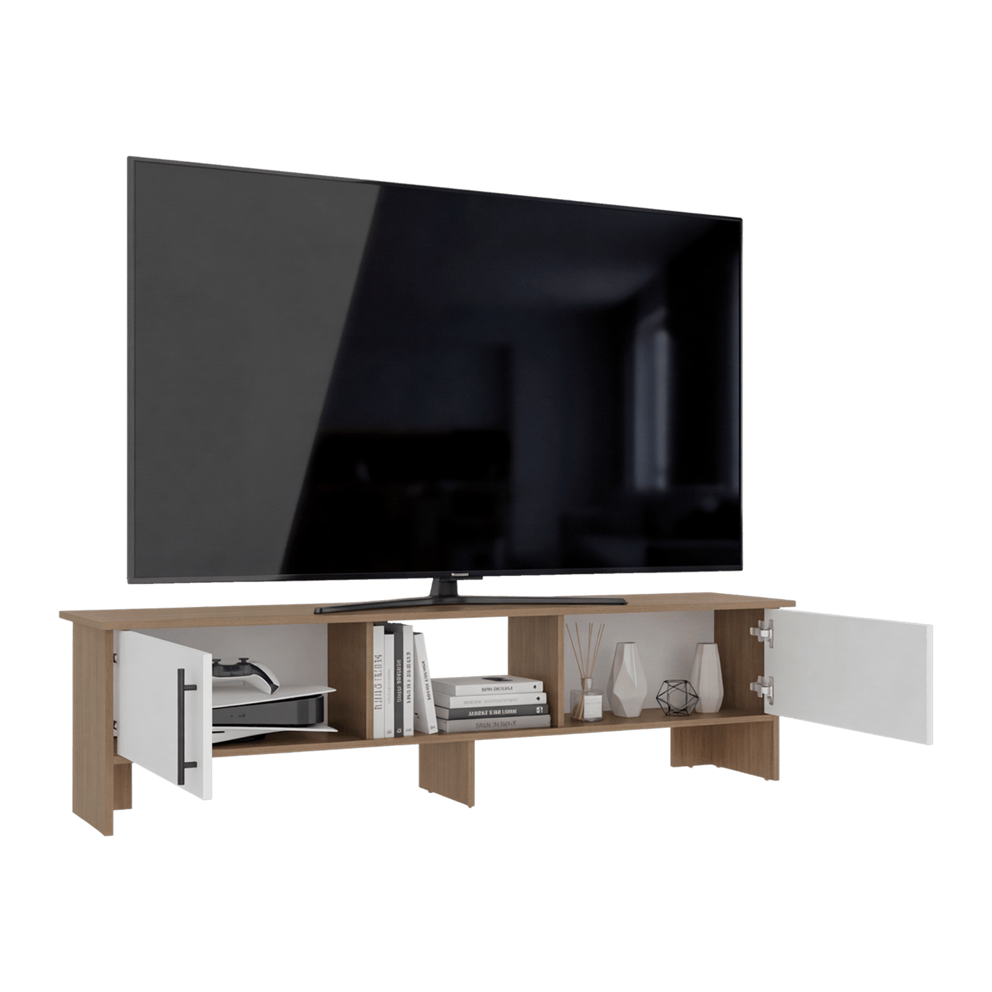 Rack De Tv Dago 41X160X35 Rta Fresno Eu Blanco Zf