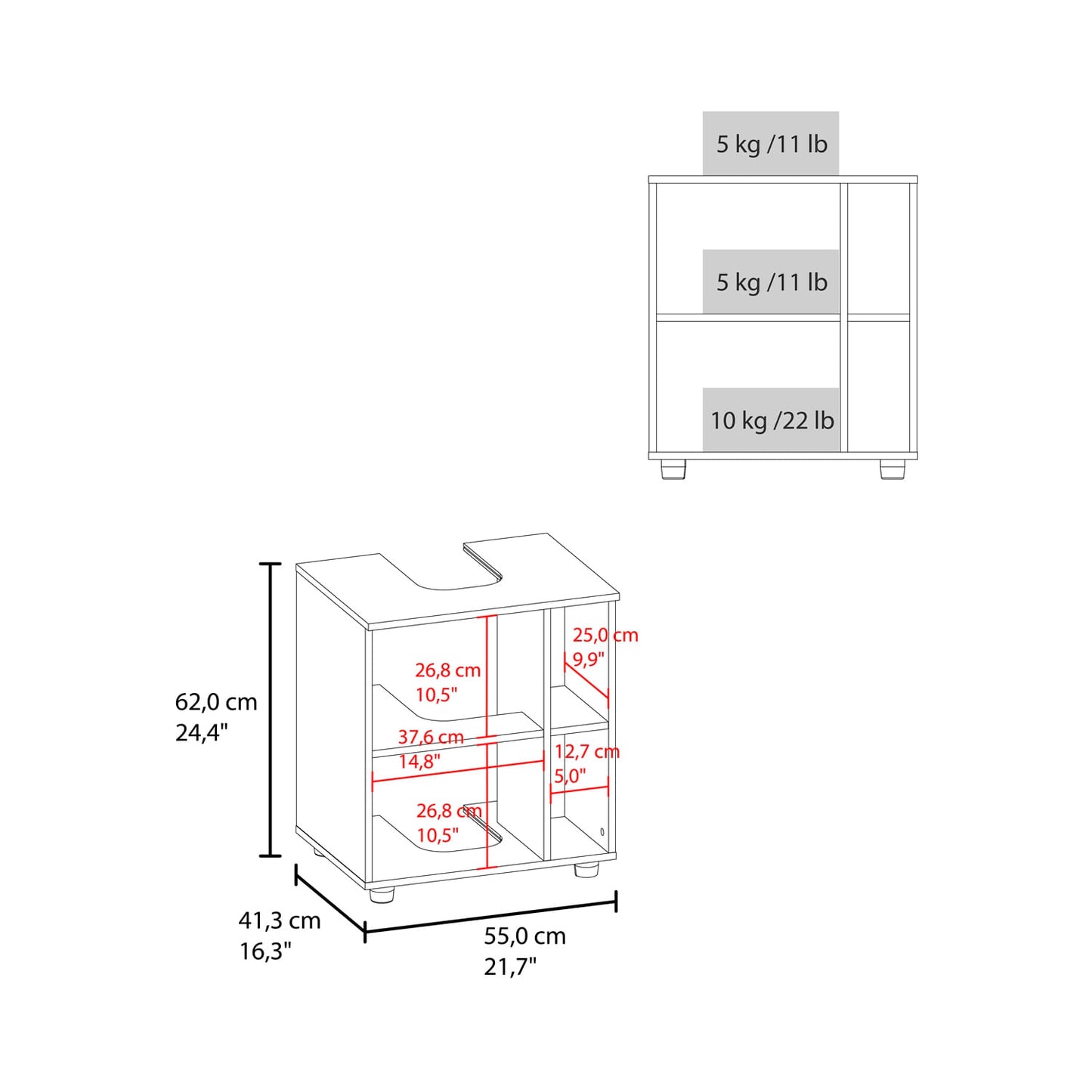 Mueble Para Lavamanos Pascuale 62X55X41 Rta Blanco
