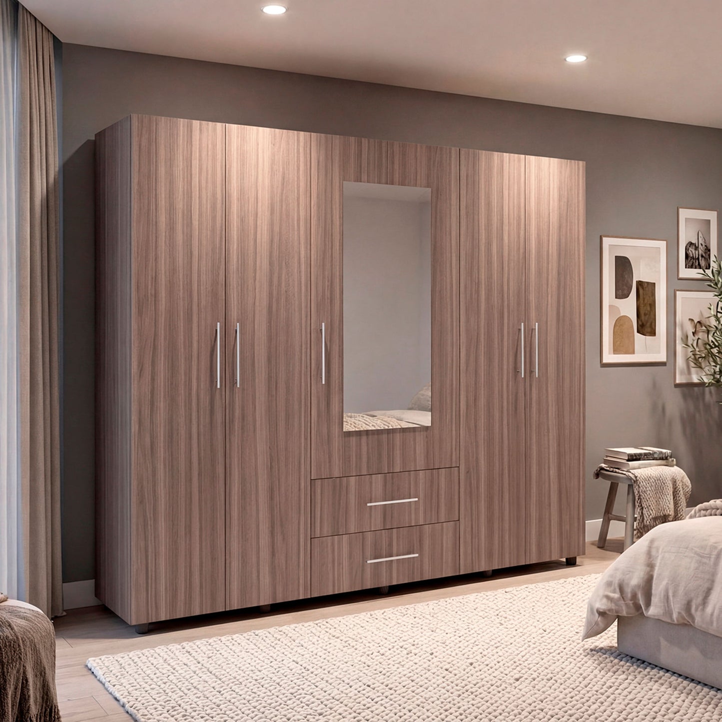 Closet Bigaf Espejo 200X230X48 Rta Avellana Wengue