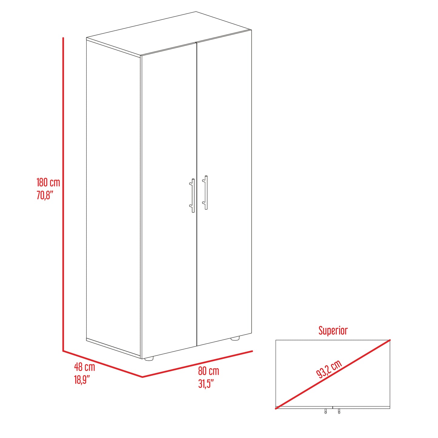 Closet Tera 180X80X48 Rta Blanco Mqz