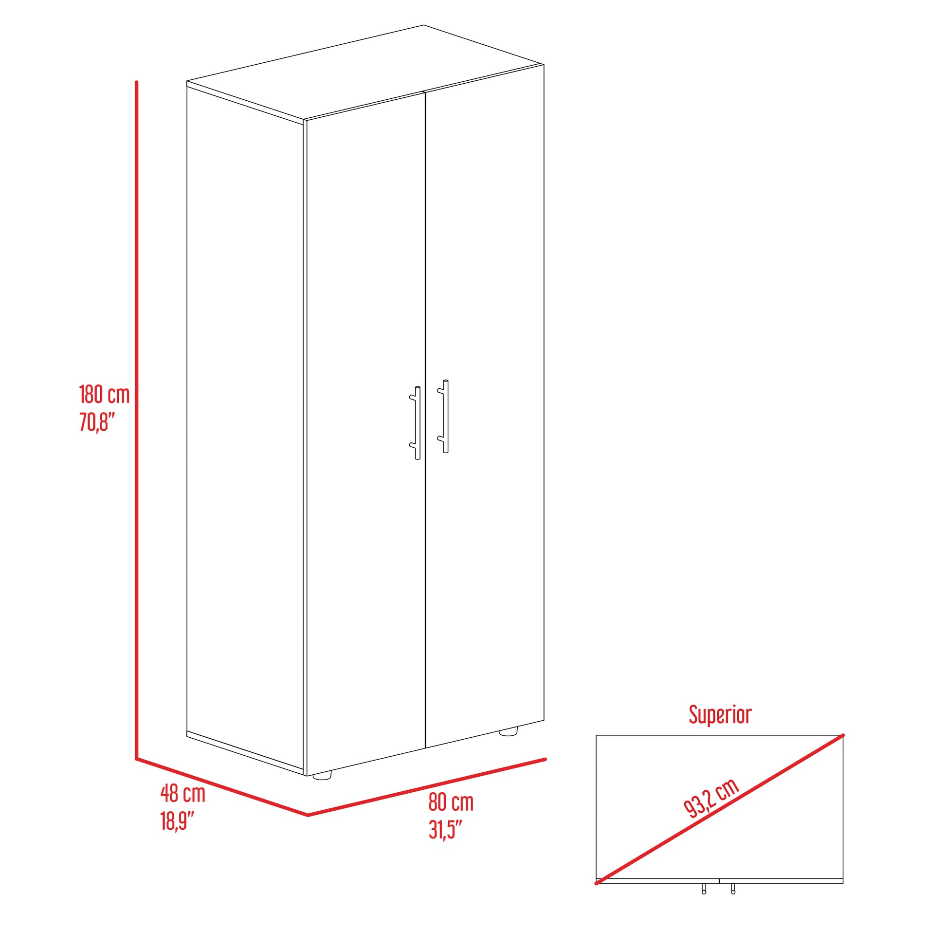 Closet Tera 180X80X48 Rta Blanco Mqz