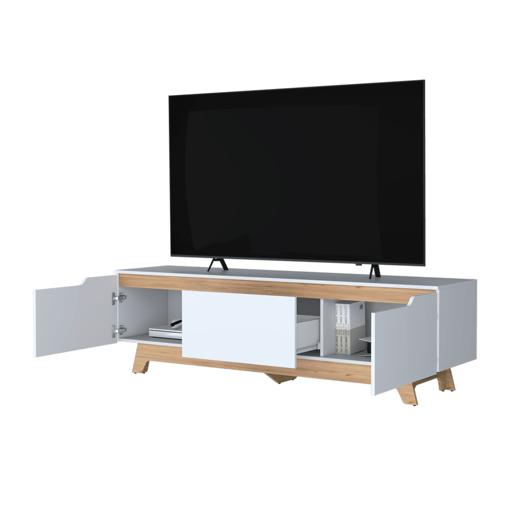 Centro De Entretenimiento Woodall Tv 80'' 53X180X45 Rta Blanco Fresno Zf