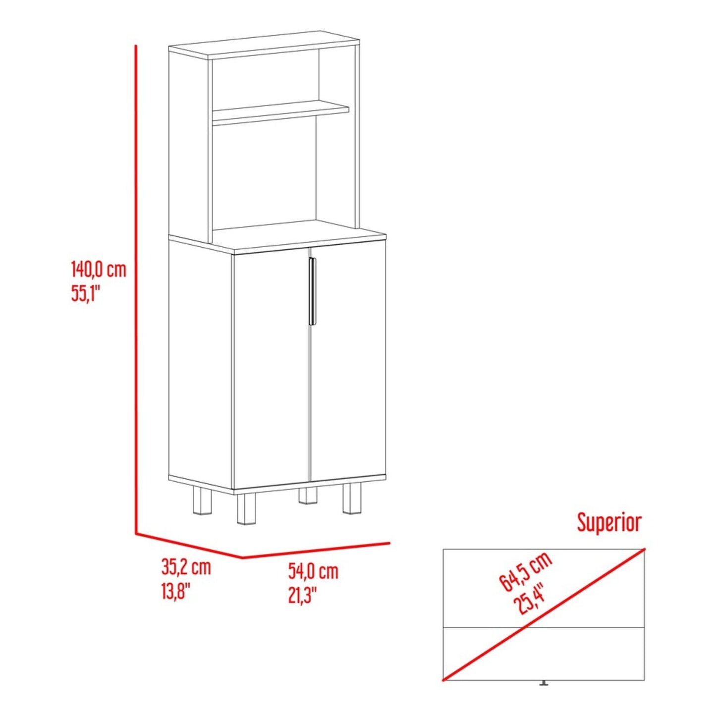 Alacena Oshawa 140X54X35 Rta Blanco Zf