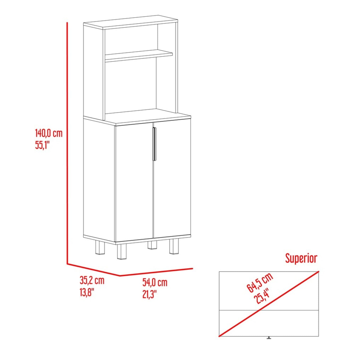 Alacena Oshawa 140X54X35 Rta Blanco Zf