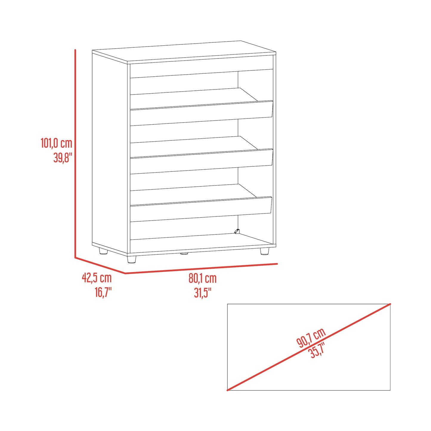 Zapatero Barilo 101X80X42 Rta Fresno Eu Wengue