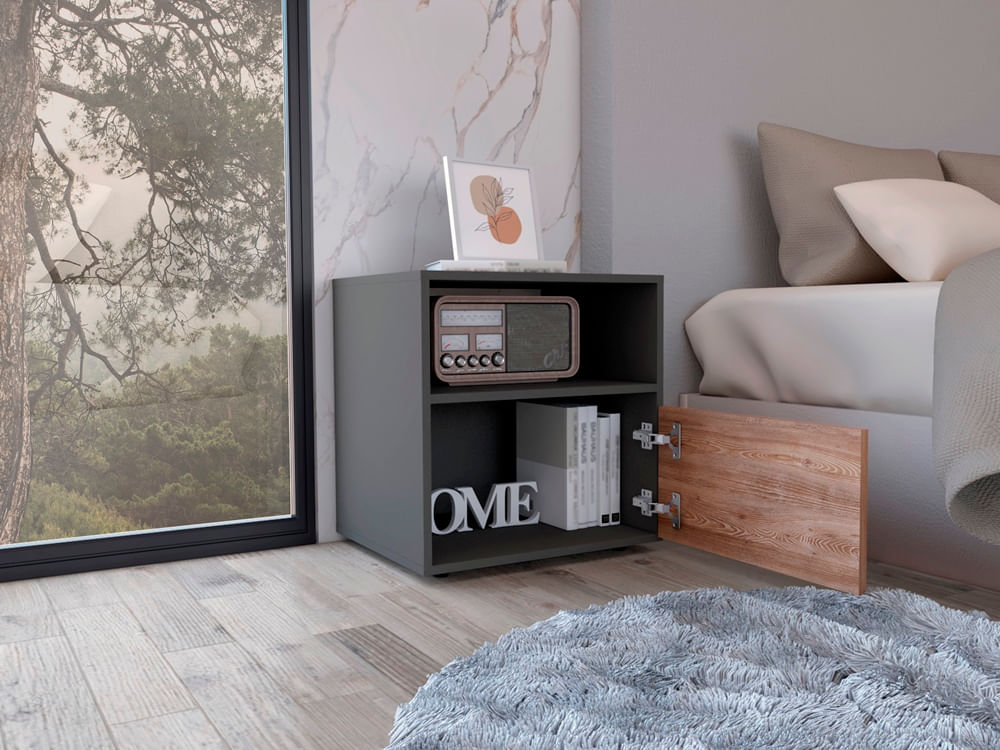 Mesa De Noche Galanto 52 X 50 Rta Plomo Miel
