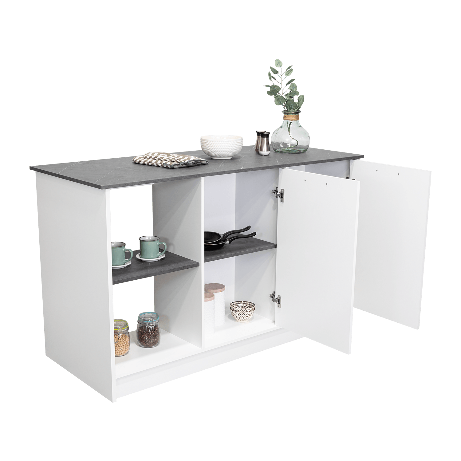 Isla De Cocina Juniper 90 X 150 Rta Blanco Onix