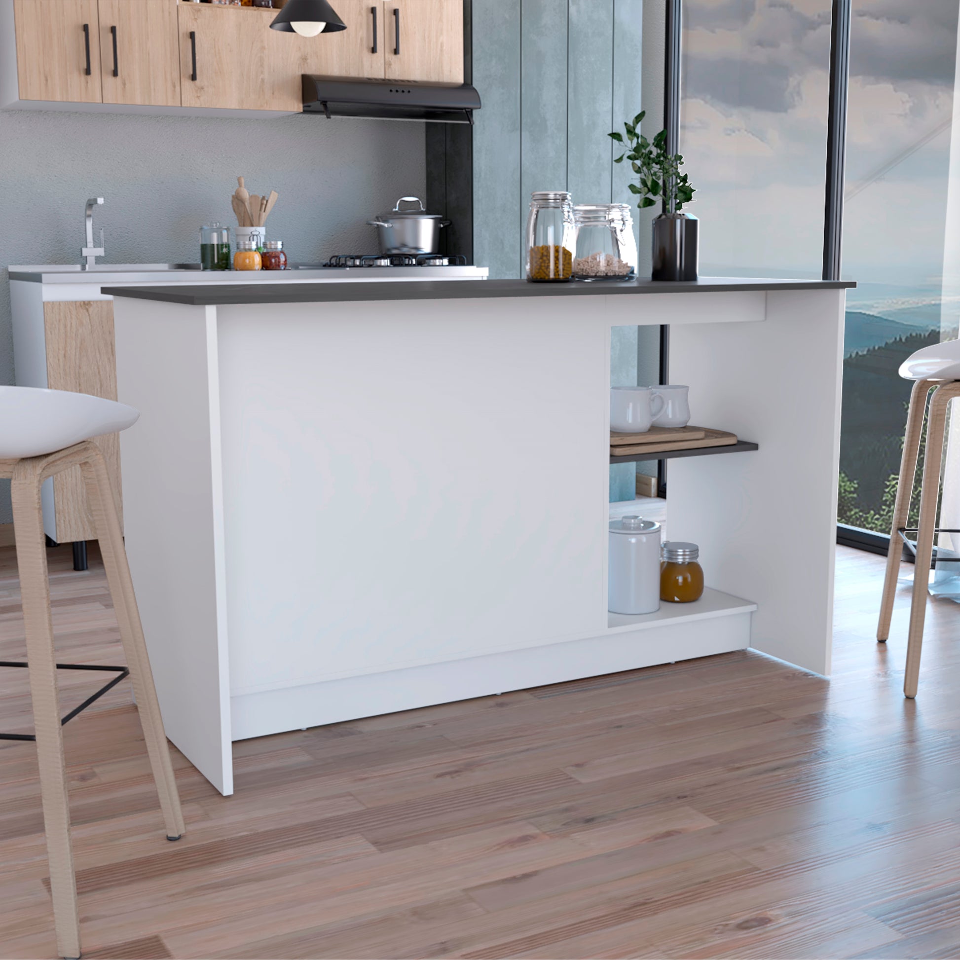 Isla De Cocina Juniper 90 X 150 Rta Blanco Onix