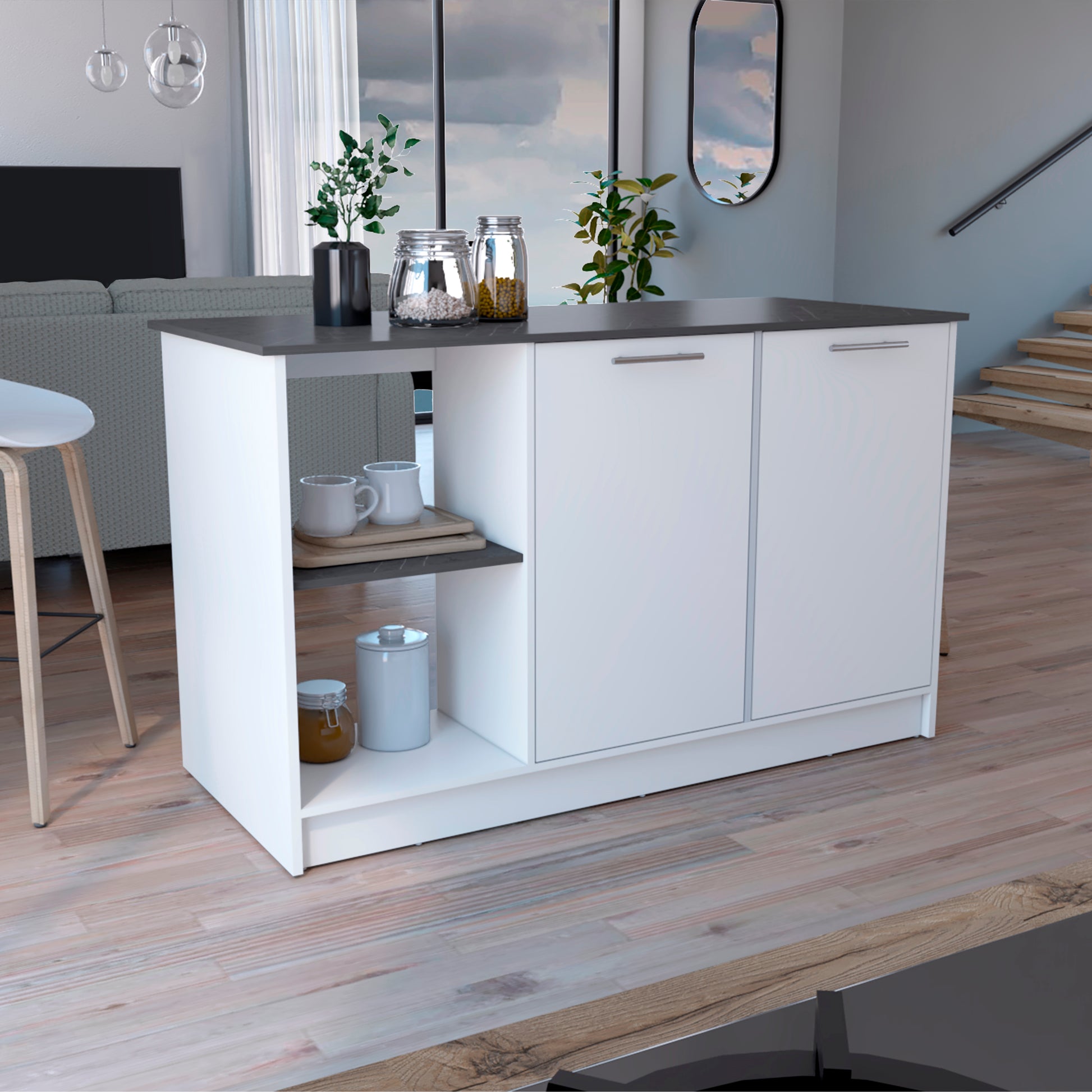Isla De Cocina Juniper 90 X 150 Rta Blanco Onix