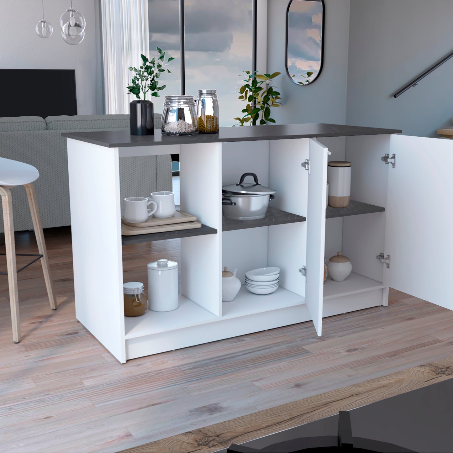 Isla De Cocina Juniper 90 X 150 Rta Blanco Onix
