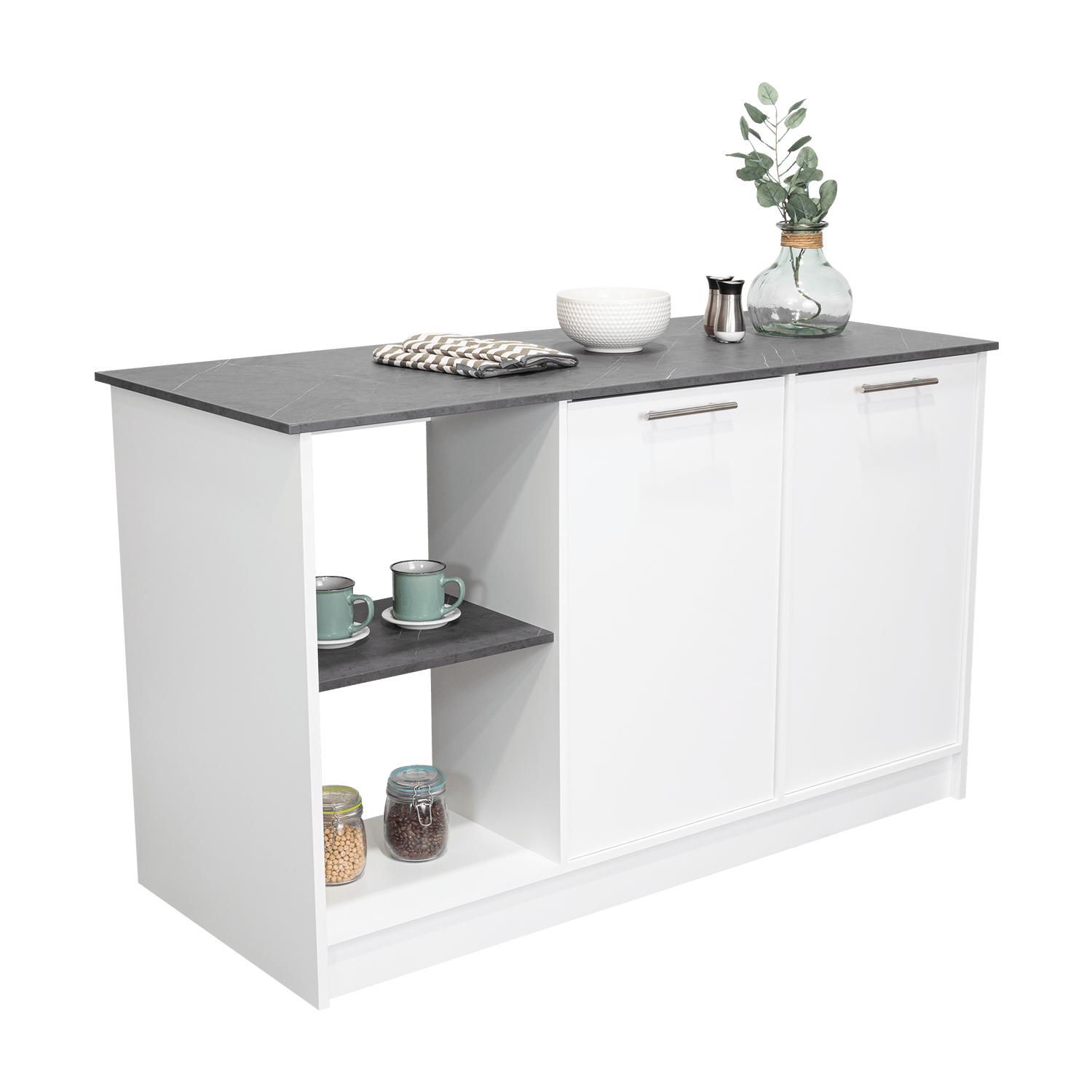 Isla De Cocina Juniper 90 X 150 Rta Blanco Onix