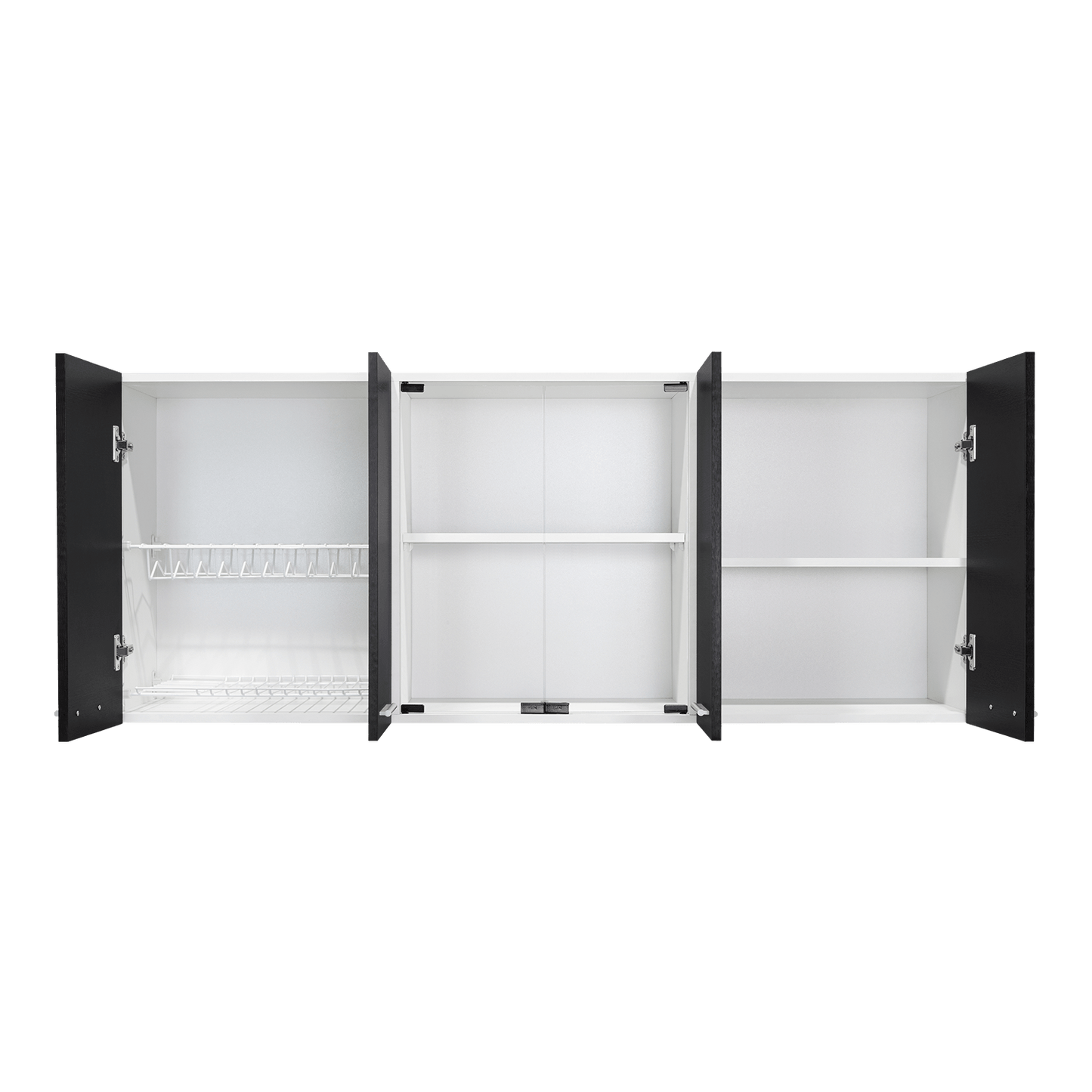 Gabinete Superior Cocina 150 Vidrio Rta Blanco + Wengue