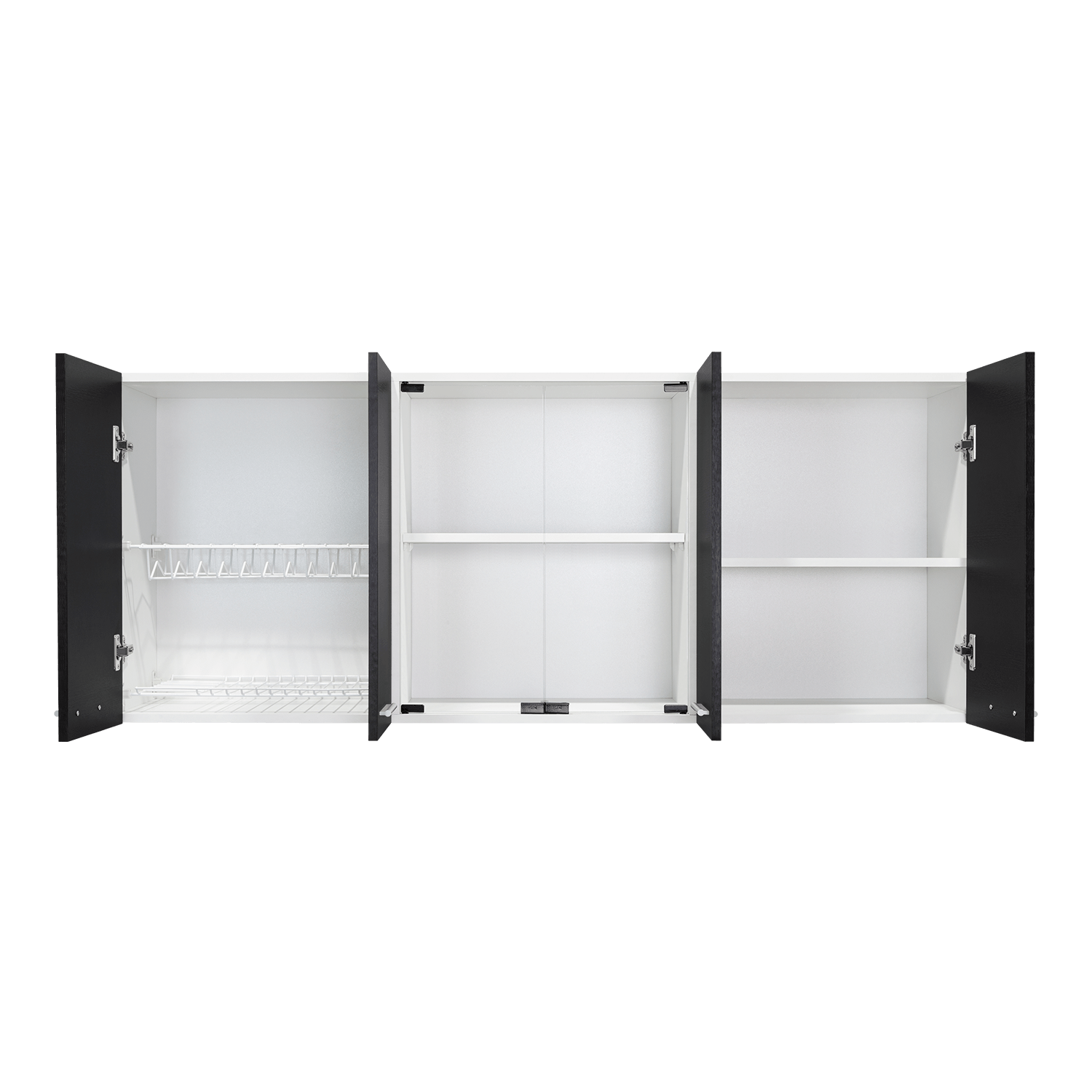 Gabinete Superior Cocina 150 Vidrio Rta Blanco + Wengue