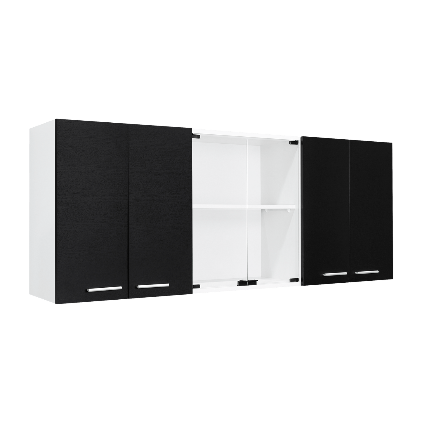 Gabinete Superior Cocina 150 Vidrio Rta Blanco + Wengue