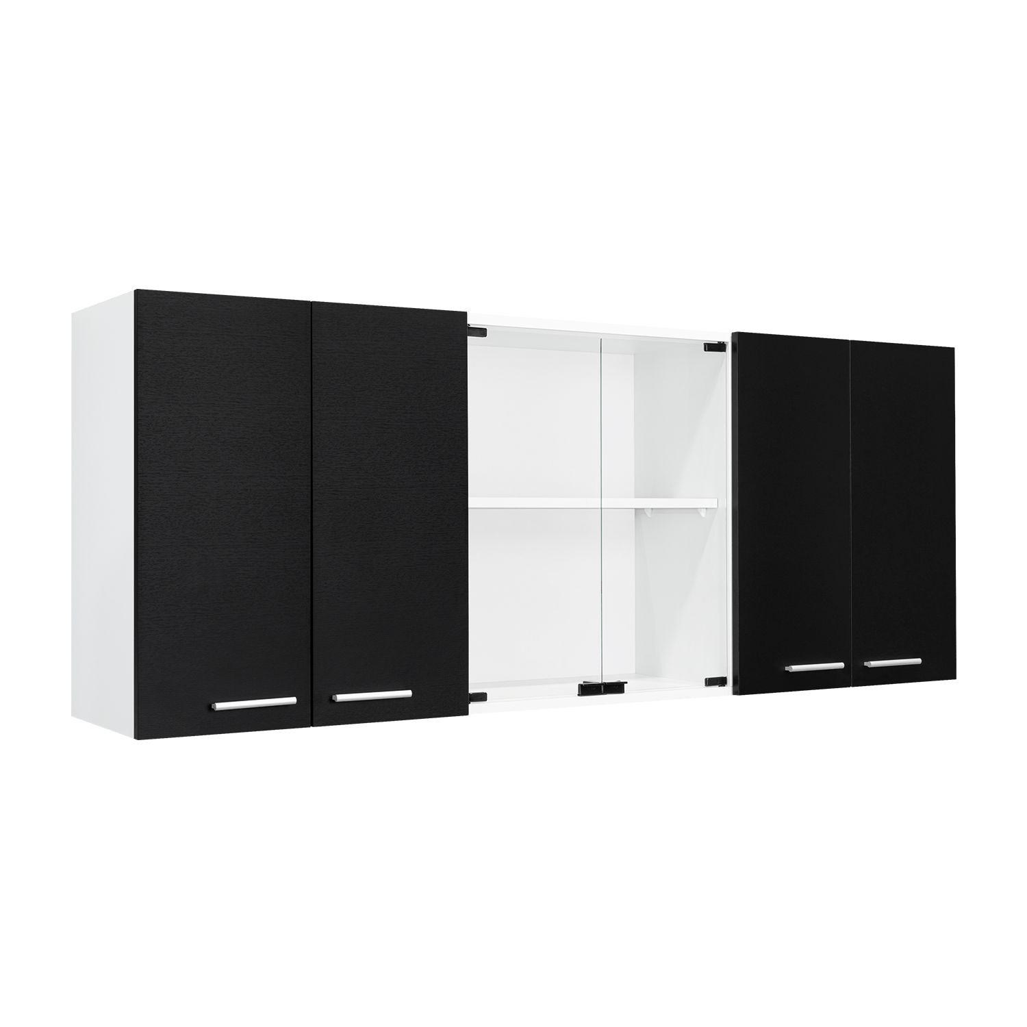 Gabinete Superior Cocina 150 Vidrio Rta Blanco + Wengue