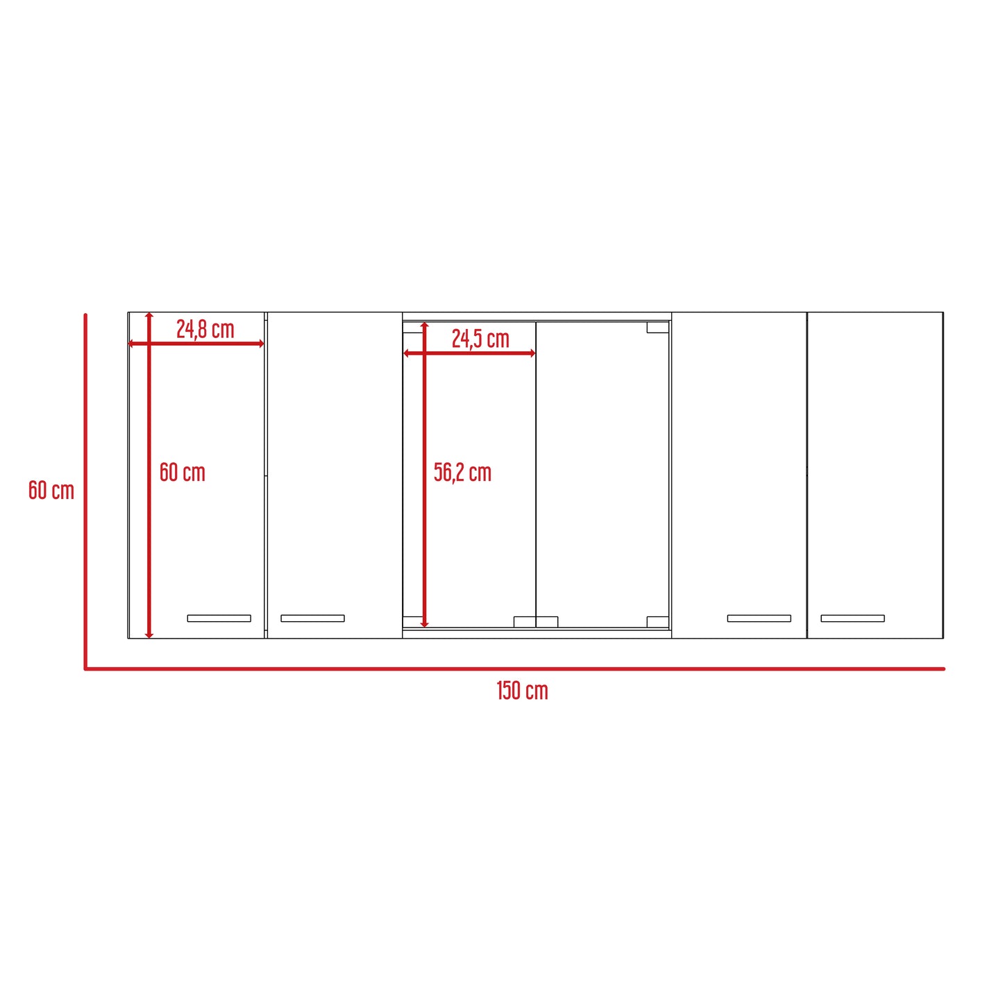 Gabinete Superior Cocina 150 Vidrio Rta Blanco + Wengue