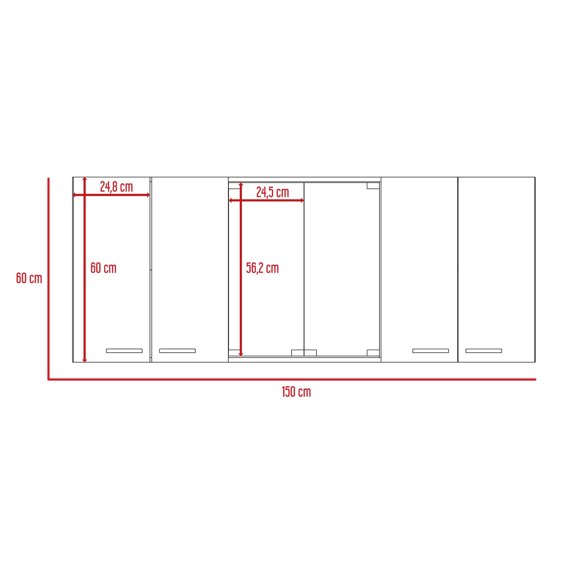 Gabinete Superior Cocina 150 Vidrio Rta Blanco + Wengue