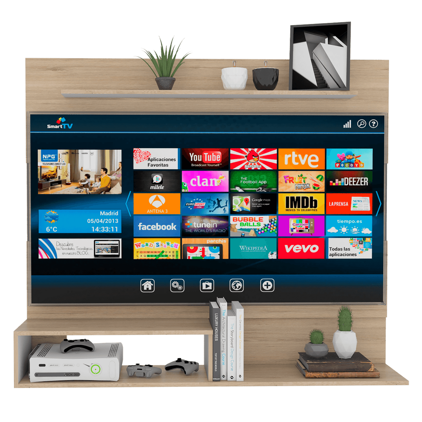 Panel Tv Beijint Rta Rovere + Blanco